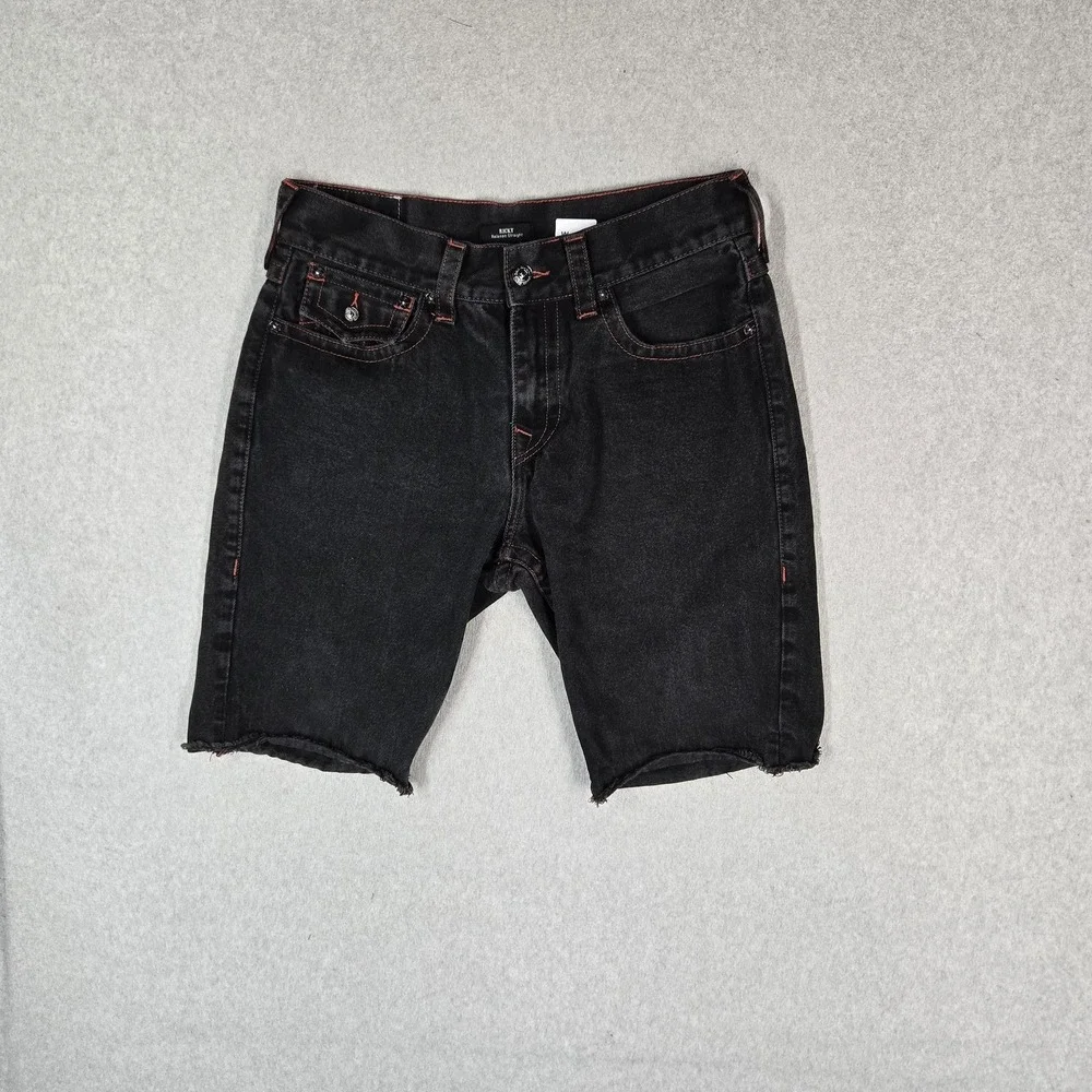 True Religion Men Shorts 33 Black Denim Casual Ricky Relaxed Straight